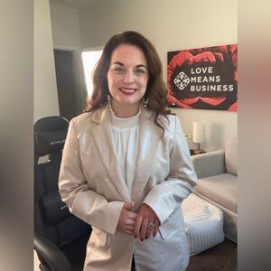 Sparkle & Shine in this Elegant Women's Tan Blazer